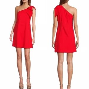 Antonio Melani Womens Charlie Linen One Shoulder Mini Dress Size 12 Fiesta Red